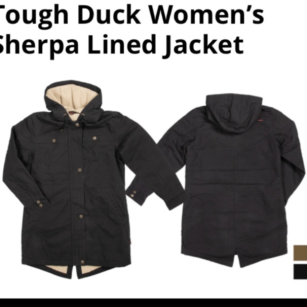 Tough Duck black Sherpa lined coat. Womens size medium.
